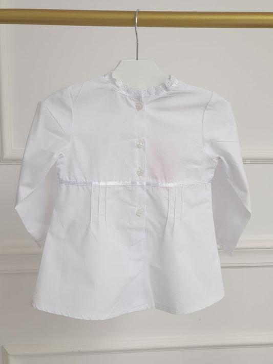 White cotton shirt with buttons and decorative lace