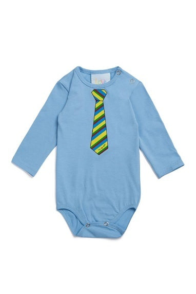 Light blue bodysuit with coloured tie