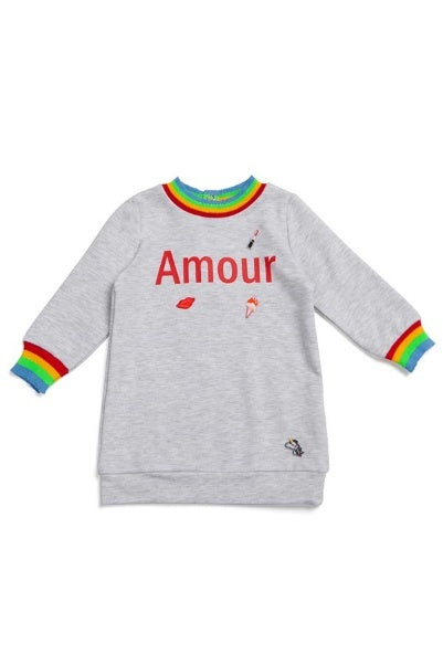 Grey cotton blouse with emblems AMOUR