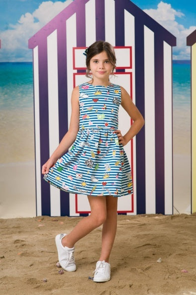 Striped cotton dress with pictures